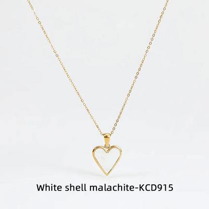 Wholesale Jewelry Fashion Heart 304 Stainless Steel No Inlaid 16K Gold Plated White Gold Plated Gold Plated Plating Necklace