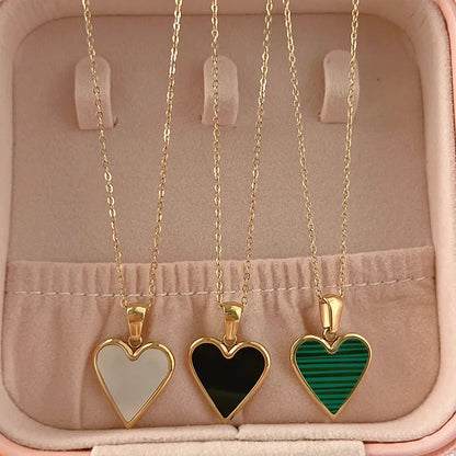 Wholesale Jewelry Fashion Heart 304 Stainless Steel No Inlaid 16K Gold Plated White Gold Plated Gold Plated Plating Necklace