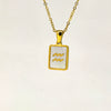 Simple Titanium Steel Constellation Square Shell Pendant Necklace Jewelry