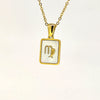Simple Titanium Steel Constellation Square Shell Pendant Necklace Jewelry