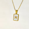 Simple Titanium Steel Constellation Square Shell Pendant Necklace Jewelry