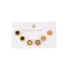 Simple Titanium Steel Flower Round Earrings Inlaid With Zircon Electroplated Threepiece Set For Women