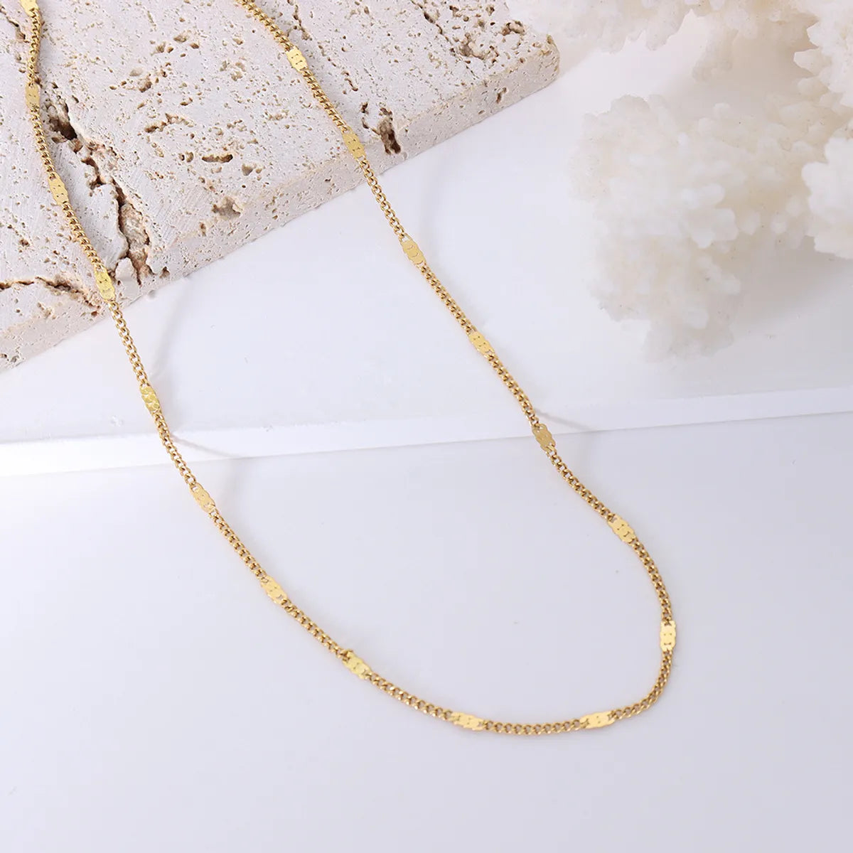 Simple Titanium Steel Plated 18k Gold Jewelry Bare Chain Necklace