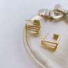 Simple Titanium Steel Square Ring Earrings For Female With Geometric Design And High Grade 18K Golden Finish