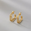 Simple Titanium Steel Square Ring Earrings For Female With Geometric Design And High Grade 18K Golden Finish