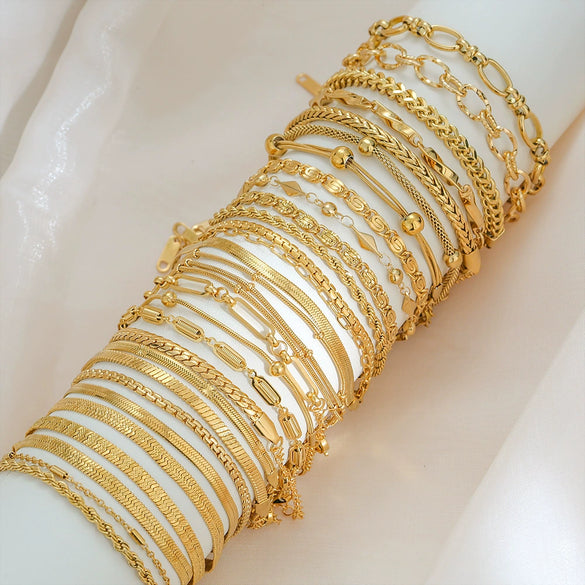 Simple Titanium Steel Unisex Bracelet With 18K Gold Plating Electroplating Treatment Minimalist Style