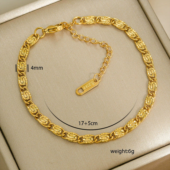 Simple Titanium Steel Unisex Bracelet With 18K Gold Plating Electroplating Treatment Minimalist Style