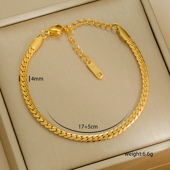 Simple Titanium Steel Unisex Bracelet With 18K Gold Plating Electroplating Treatment Minimalist Style