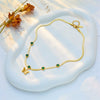Simple Transparent Green Heart Diamond Butterfly Pendant Snake Bone Chain Stainless Steel Jewelry With Electroplating For Women