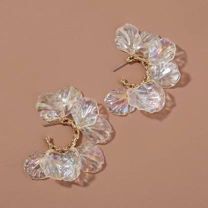 Simple Transparent Petal Flower Stud Earring