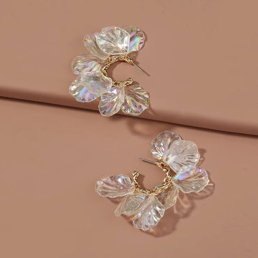 Simple Transparent Petal Flower Stud Earring