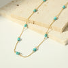 Simple Turquoise Women's Necklace In Light Luxury Niche Ins Style Stainless Steel With Pvdp Furnace Real Gold Treatment And Geometric Design