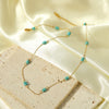 Simple Turquoise Women's Necklace In Light Luxury Niche Ins Style Stainless Steel With Pvdp Furnace Real Gold Treatment And Geometric Design