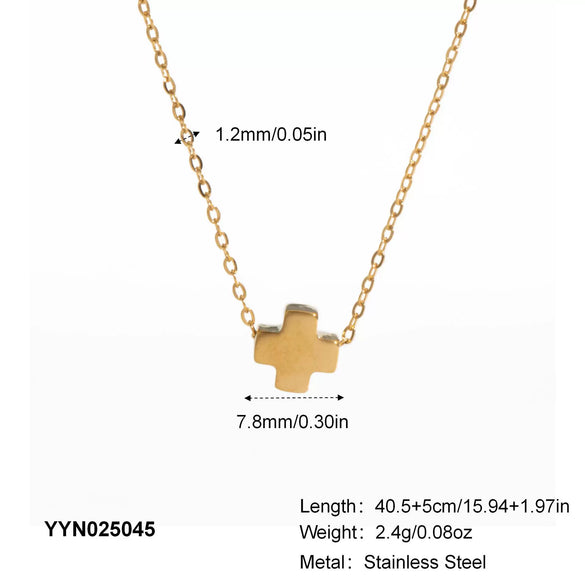 Simple U Shaped Star Love Cross Stainless Steel Necklace For Women With Pvd Furnace Vacuum Real Gold Plating