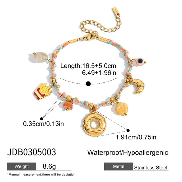 Simple Unisex Donut Style Stainless Steel Electroplated Rope Bracelet Jewelry