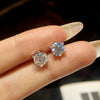 Simple Unisex Stud Earrings S925 Sterling Silver Geometric Design Electroplated With Moissanite And Classic Six Claw D Color Diamond