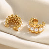 Simple Versatile Elegant Geometric Stainless Steel 18K Gold Plated Imitation Pearl Ball Bead Ear Clip For Women