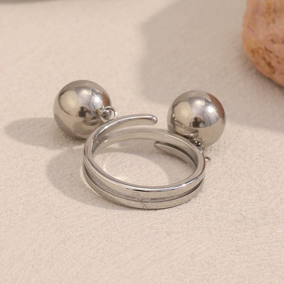 Simple Versatile Geometric Stainless Steel 18K Gold Plated Double Ball Ring Bracelet For Women