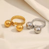 Simple Versatile Geometric Stainless Steel 18K Gold Plated Double Ball Ring Bracelet For Women