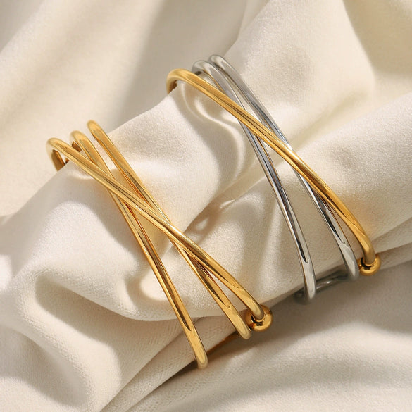 Simple Versatile Niche Fashion Hand Jewelry Stainless Steel 18K Gold Plated Cross Line Bracelet For Women