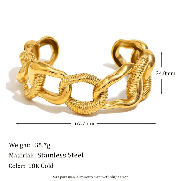 Simple Versatile Personality Water Drop Stainless Steel 18K Gold Plated Flower Chain Bracelet For Women