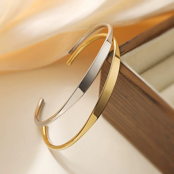 Simple Versatile Retro Cshaped Stainless Steel Electroplated Bracelet For Female