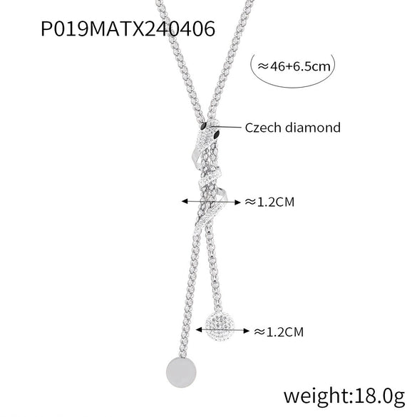 Simple Versatile Snake Shaped Titanium Steel Jewelry Set With Long Tassel And Electroplating For Women