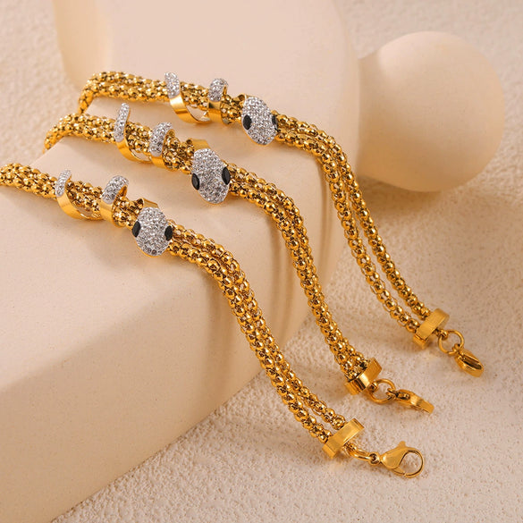 Simple Versatile Snake Shaped Titanium Steel Jewelry Set With Long Tassel And Electroplating For Women