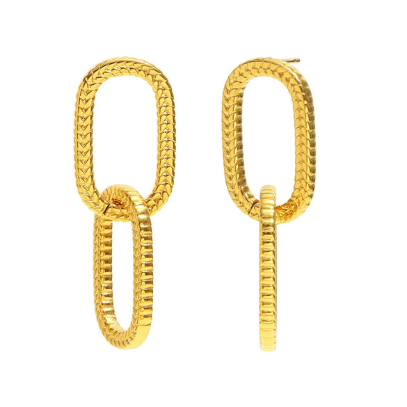 Simple Versatile Work Clothing Stainless Steel Plated Earrings With Snakeskin Pattern And Heart Shape