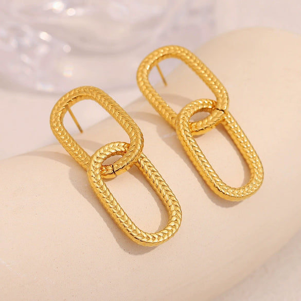 Simple Versatile Work Clothing Stainless Steel Plated Earrings With Snakeskin Pattern And Heart Shape