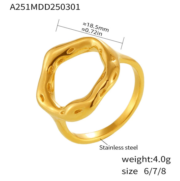 Simple Vintage Style Stainless Steel Ring Earrings With Electroplating For Women