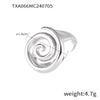 Simple Vortex Pendant Clavicle Necklace And Ring Jewelry Suit In Titanium Steel With Gold Plated Electroplating