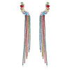Simple Water Drop Rhinestone Earrings For Women With Claw Chain Long Tassel Electroplating Treatment