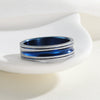 Simple Wide Groove Series Unisex Geometric Titanium Steel Ring With Electroplating And Sand Surface