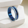 Simple Wide Groove Series Unisex Geometric Titanium Steel Ring With Electroplating And Sand Surface