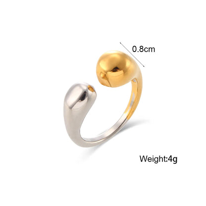 Simple Women's Stainless Steel Open Two-end Water Drop Stitching Color Ring