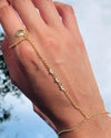 Simple Women's Copper Ring Bracelet With Gold Plated Electroplated Finish Fashion Finger Chain Jewelry