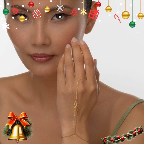 Simple Women's Copper Ring Bracelet With Gold Plated Electroplated Finish Fashion Finger Chain Jewelry