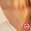 Simple Women's Egg Shaped 925 Sterling Silver Geometric Style Clavicle Necklace With Electroplating