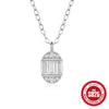 Simple Women's Egg Shaped 925 Sterling Silver Geometric Style Clavicle Necklace With Electroplating