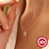 Simple Women's Egg Shaped 925 Sterling Silver Geometric Style Clavicle Necklace With Electroplating