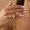 Simple Women's Geometric Rhinestone Studded Stainless Steel Necklace With 18K Gold Plated Finish