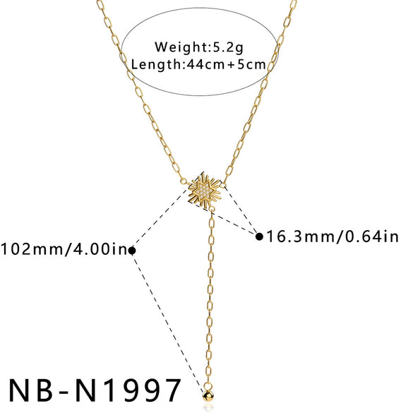 Simple Women's Geometric Rhinestone Studded Stainless Steel Necklace With 18K Gold Plated Finish