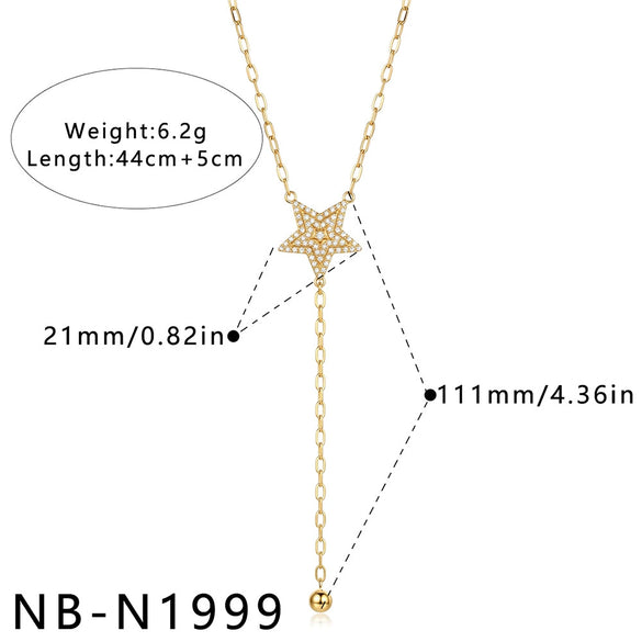 Simple Women's Geometric Rhinestone Studded Stainless Steel Necklace With 18K Gold Plated Finish