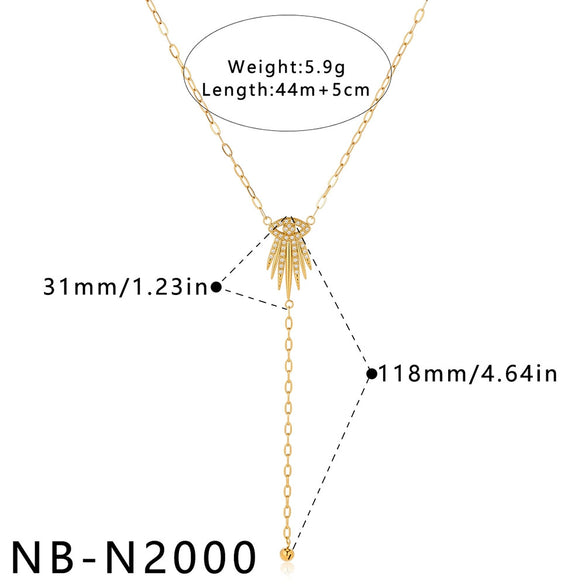 Simple Women's Geometric Rhinestone Studded Stainless Steel Necklace With 18K Gold Plated Finish
