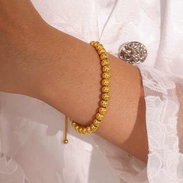 Simple Women's 18K Goldplated Stainless Steel Geometric Ball Pullout Bracelet With Electroplating