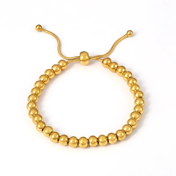 Simple Women's 18K Goldplated Stainless Steel Geometric Ball Pullout Bracelet With Electroplating