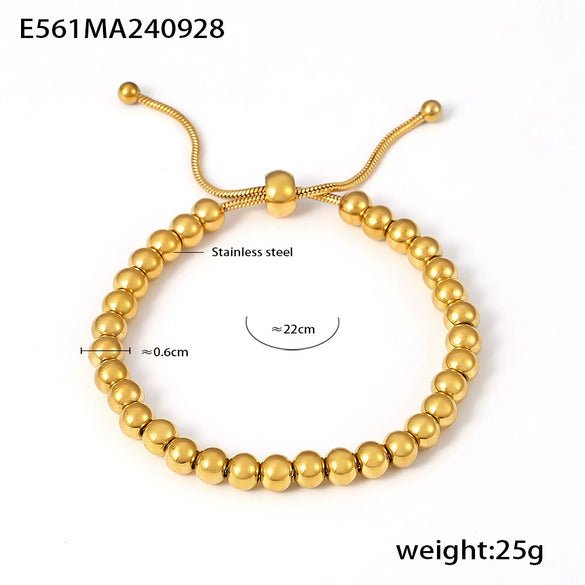 Simple Women's 18K Goldplated Stainless Steel Geometric Ball Pullout Bracelet With Electroplating