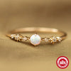 Simple Women's Light Luxury Opal Ring In Geometric Style Made Of 925 Sterling Silver With Electroplating