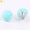 Simple Women's Round Natural Stone Drop Earrings With Marble Pattern And Electroplated Copper Accessories
